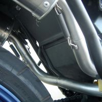 Exhaust compatible with Aprilia Pegaso 3 650 - Pegaso i.e. 1997-2004, Trioval, Dual slip-on including removable db killers and link pipes, EPA-compliant 