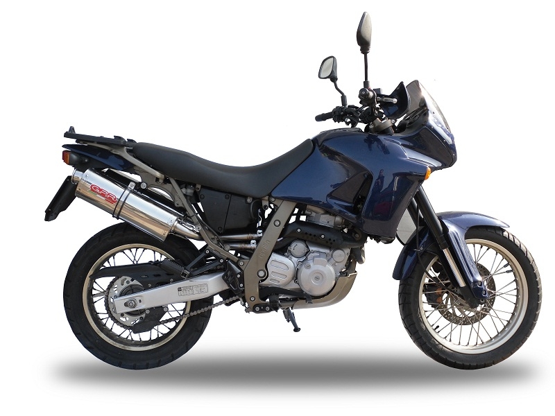 Exhaust compatible with Aprilia Pegaso 3 650 - Pegaso i.e. 1997-2004, Trioval, Dual slip-on including removable db killers and link pipes, EPA-compliant 