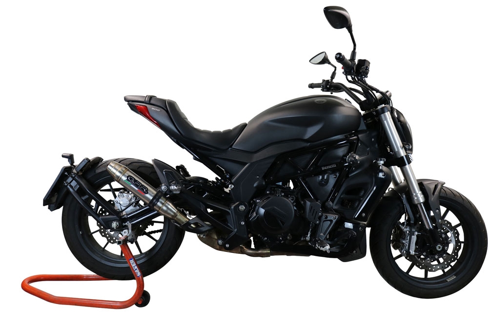 Exhaust compatible with Benelli 502 C 2019-2020, Deeptone Inox, Slip-on exhaust including removable db killer and link pipe, EPA-compliant 