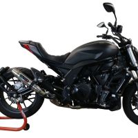 Exhaust compatible with Benelli 502 C 2019-2020, Deeptone Inox, Slip-on exhaust including removable db killer and link pipe, EPA-compliant 