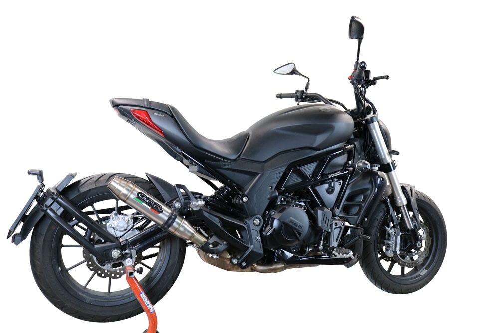 Exhaust compatible with Benelli 502 C 2019-2020, Deeptone Inox, Slip-on exhaust including removable db killer and link pipe, EPA-compliant 