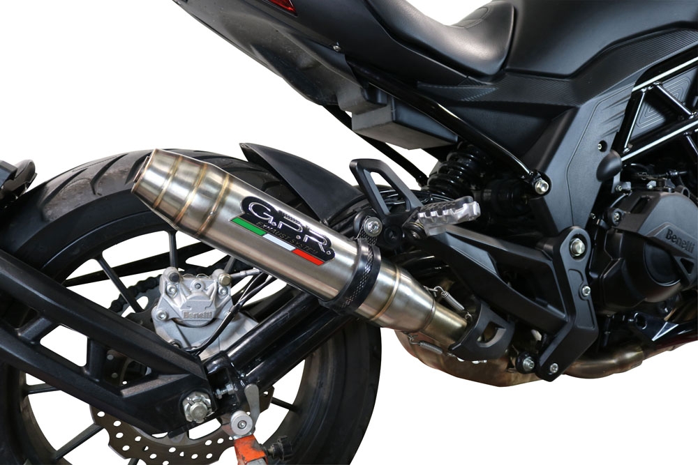 Exhaust compatible with Benelli 502 C 2019-2020, Deeptone Inox, Slip-on exhaust including removable db killer and link pipe, EPA-compliant 
