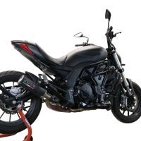 Exhaust compatible with Benelli 502 C 2021-2024, M3 Black Titanium, Slip-on exhaust including removable db killer and link pipe, EPA-compliant 