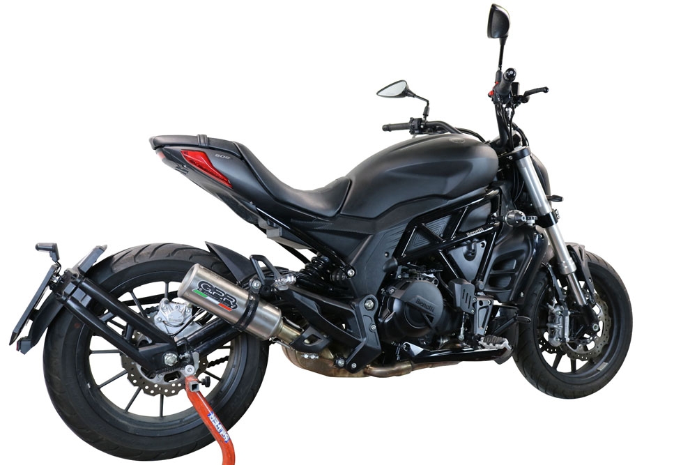 Exhaust compatible with Benelli 502 C 2021-2024, M3 Inox , Slip-on exhaust including removable db killer and link pipe, EPA-compliant 