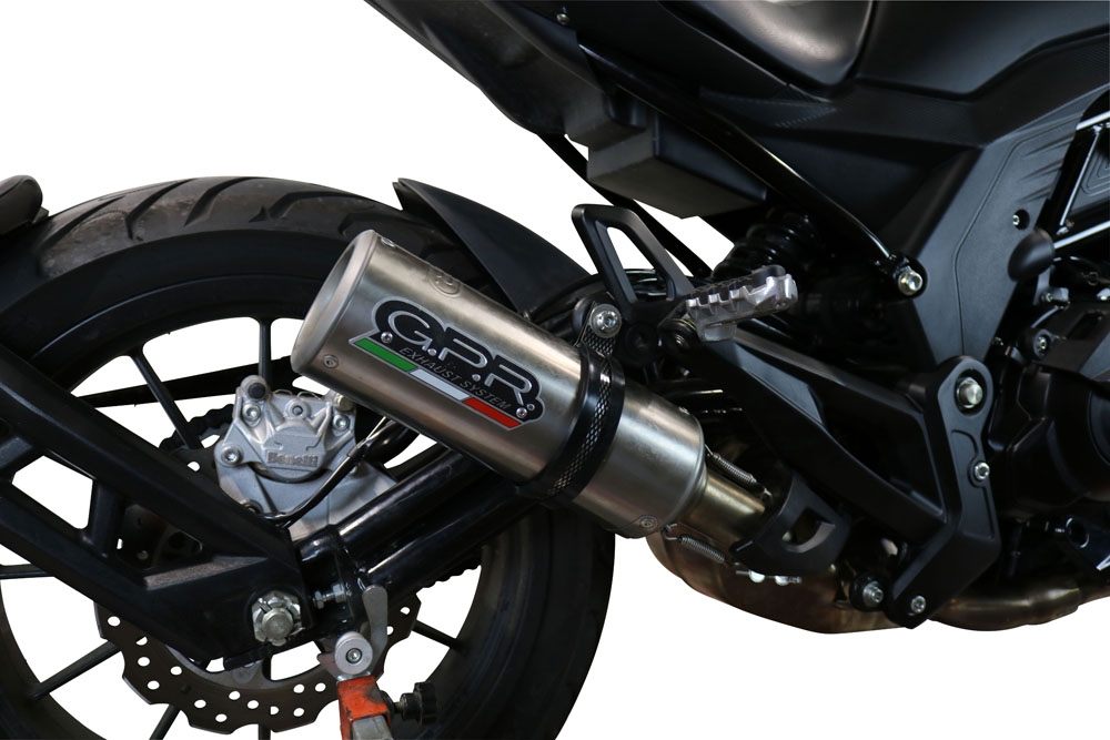 Exhaust compatible with Benelli 502 C 2021-2024, M3 Inox , Slip-on exhaust including removable db killer and link pipe, EPA-compliant 