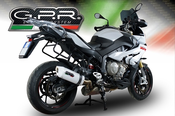 Exhaust compatible with Bmw S1000XR 2015-2016, Albus Ceramic, Slip-on exhaust including removable db killer and link pipe, EPA-compliant 