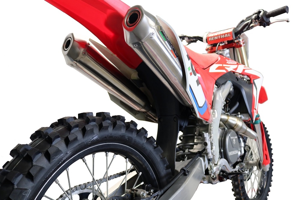 Exhaust compatible with Honda Crf 450 RWE 2019-2019, Pentacross Full Titanium, Full system exhaust, including dual silencers, removable db killers/spark arrestors 