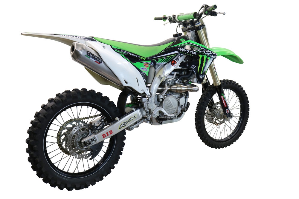 Exhaust compatible with Kawasaki KX450F 2012-2015, Pentacross Titanium, Full system exhaust, including removable db killer/spark arrestor 