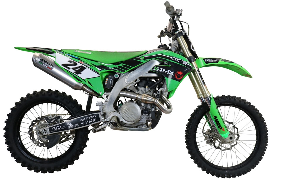 Exhaust compatible with Kawasaki KX450X 2019-2020, Pentacross Inox, Full system exhaust, including removable db killer/spark arrestor 