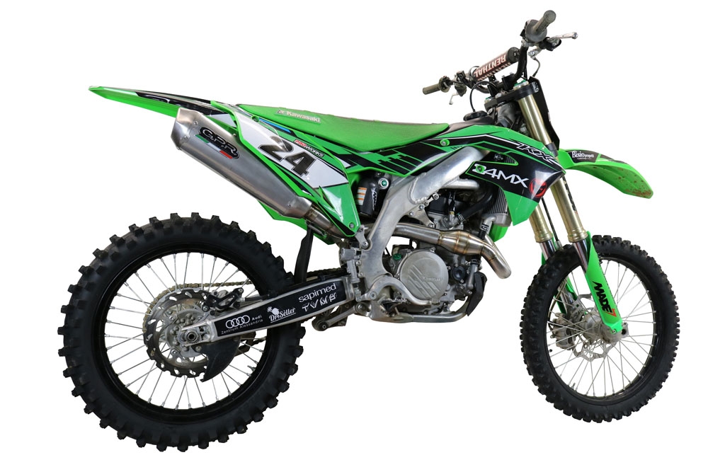 Exhaust compatible with Kawasaki KX450X 2019-2020, Pentacross Inox, Full system exhaust, including removable db killer/spark arrestor 