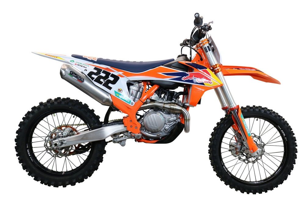 Exhaust compatible with Ktm 450 XC-F 2019-2022, Pentacross Inox, Full system exhaust, including removable db killer/spark arrestor 