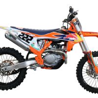 Exhaust compatible with Ktm 450 XC-F 2019-2022, Pentacross Inox, Full system exhaust, including removable db killer/spark arrestor 
