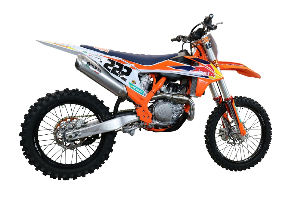 Exhaust compatible with Ktm 450 XC-F 2019-2022, Pentacross Inox, Full system exhaust, including removable db killer/spark arrestor 