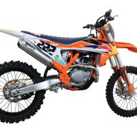 Exhaust compatible with Ktm 450 XC-F 2019-2022, Pentacross Inox, Full system exhaust, including removable db killer/spark arrestor 