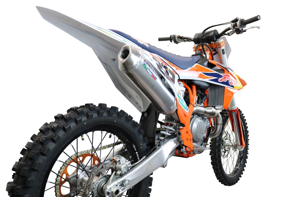 Exhaust compatible with Ktm 450 XC-F 2019-2022, Pentacross Inox, Full system exhaust, including removable db killer/spark arrestor 