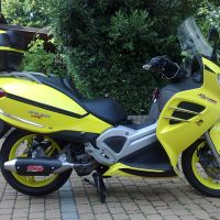 Exhaust compatible with Malaguti Spidermax 500 GT 2004-2011, Power Bomb, Slip-on exhaust including removable db killer and link pipe 