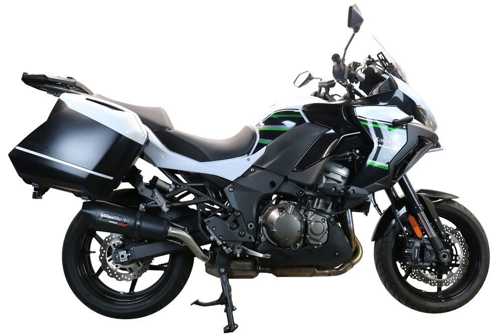Exhaust compatible with Kawasaki Versys 1000 2019-2020, GP Evo4 Poppy, Slip-on exhaust including removable db killer and link pipe 