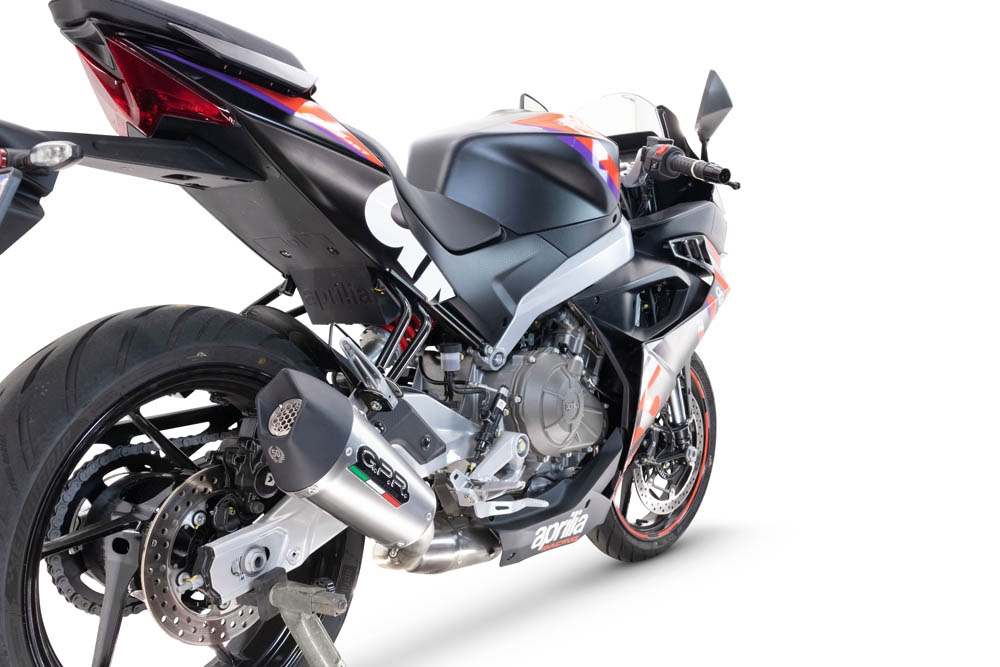 GPR exhaust compatible with  Aprilia RS 457 2024-2025, New Grand Prix Evo Titanium, Full system exhaust including removable db killer and catalyst, EPA-compliant 