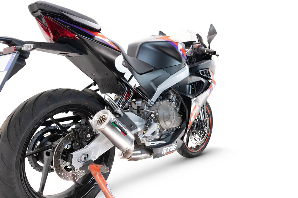 Exhaust compatible with Aprilia RS 457 2024-2025, Gpe Ann. titanium, Full system exhaust, including removable db killer 