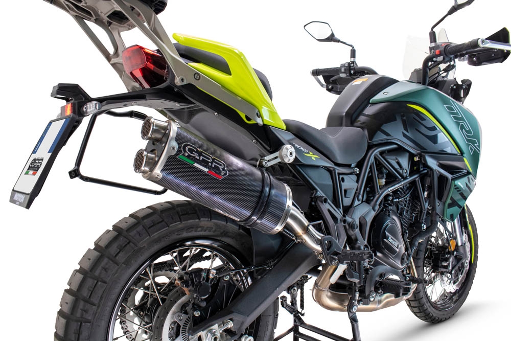 Exhaust compatible with Benelli Trk 702 2023-2024, Dual Poppy, Slip-on exhaust including removable db killer and link pipe, EPA-compliant 