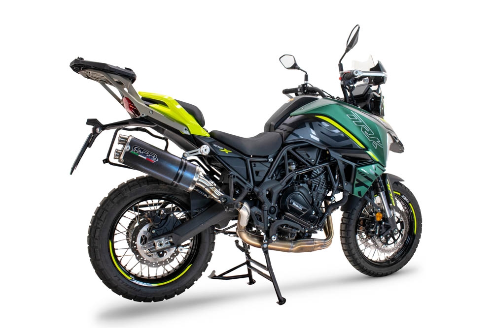 Exhaust compatible with Benelli Trk 702 2023-2024, Dual Poppy, Slip-on exhaust including removable db killer and link pipe, EPA-compliant 