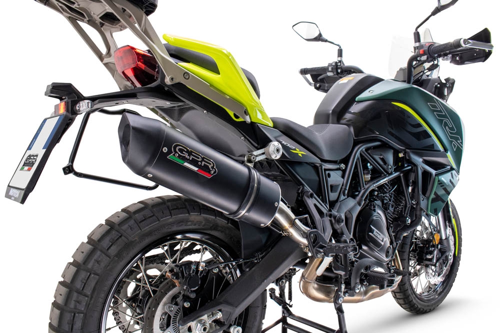 Exhaust compatible with Benelli Trk 702 2023-2024, Furore Nero, Slip-on exhaust including link pipe and removable db killer 