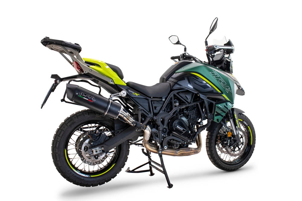 Exhaust compatible with Benelli Trk 702 2023-2024, Furore Nero, Slip-on exhaust including link pipe and removable db killer 