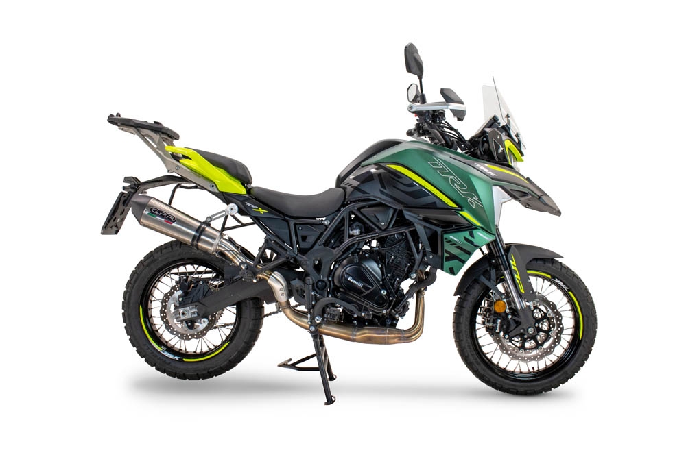 Exhaust compatible with Benelli Trk 702 X 2023-2024, Gpe Ann. titanium, Slip-on exhaust including link pipe and removable db killer 