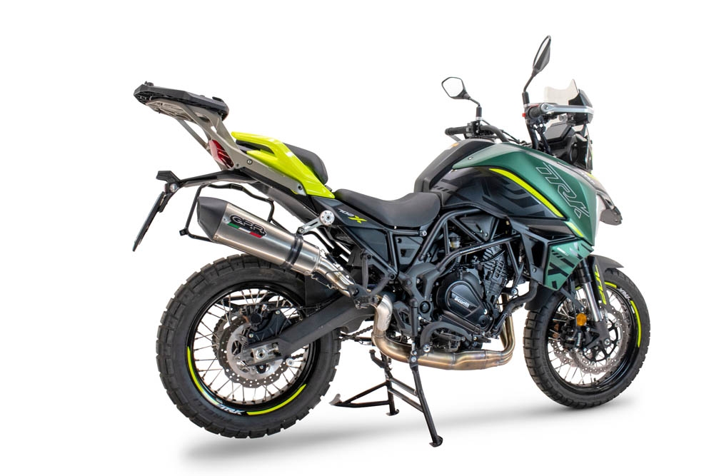 Exhaust compatible with Benelli Trk 702 X 2023-2024, Gpe Ann. titanium, Slip-on exhaust including link pipe and removable db killer 
