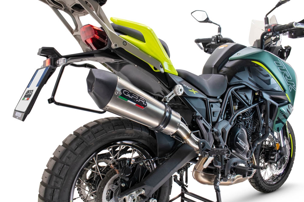 Exhaust compatible with Benelli Trk 702 X 2023-2024, Gpe Ann. titanium, Slip-on exhaust including link pipe and removable db killer 