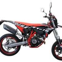 Exhaust compatible with Beta RR 125 4T Enduro 2021-2024, Furore Evo4 Nero, Slip-on exhaust including link pipe and removable db killer 