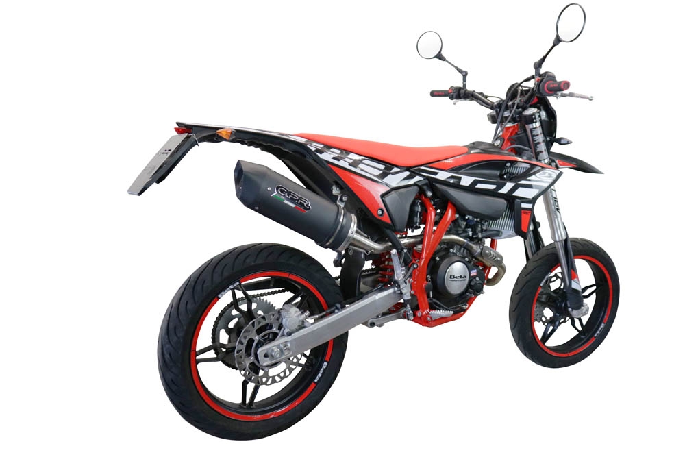 Exhaust compatible with Beta RR 125 4T Enduro 2021-2024, Furore Evo4 Nero, Slip-on exhaust including link pipe and removable db killer 