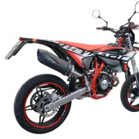 Exhaust compatible with Beta RR 125 4T Enduro 2021-2024, Furore Evo4 Nero, Slip-on exhaust including link pipe and removable db killer 
