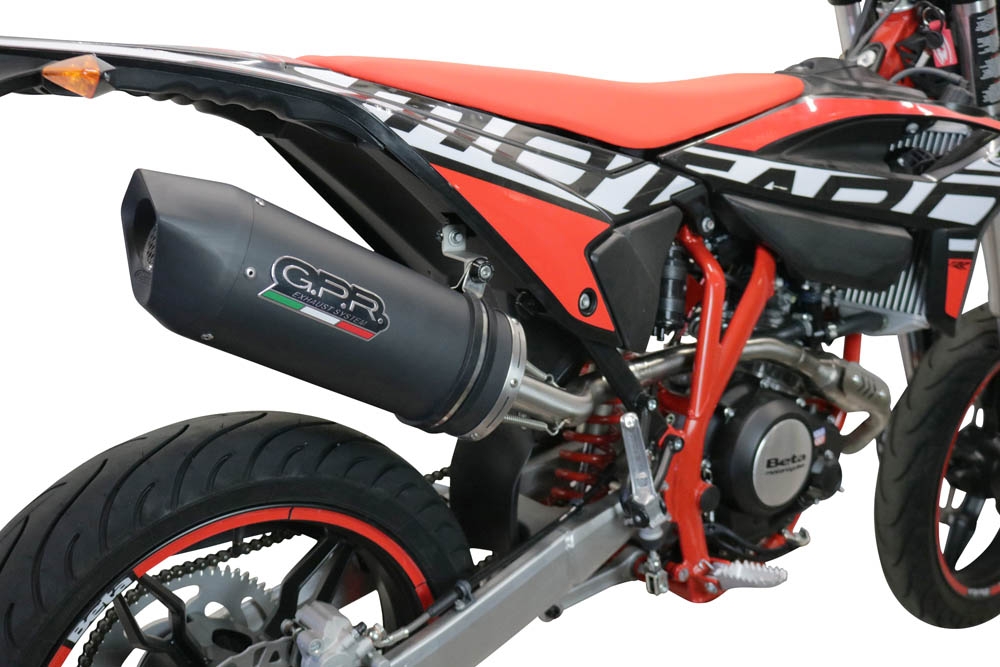 Exhaust compatible with Beta RR 125 4T Enduro 2021-2024, Furore Evo4 Nero, Slip-on exhaust including link pipe and removable db killer 