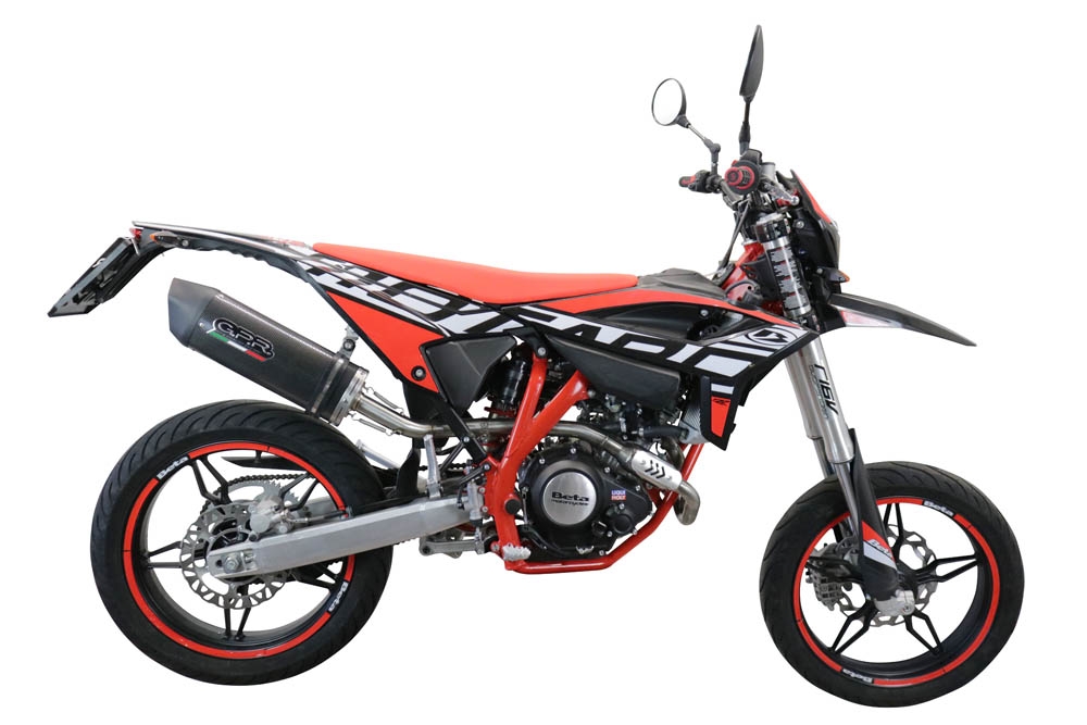 Exhaust compatible with Beta RR 125 4T Enduro 2021-2024, Furore Evo4 Poppy, Slip-on exhaust including link pipe and removable db killer 
