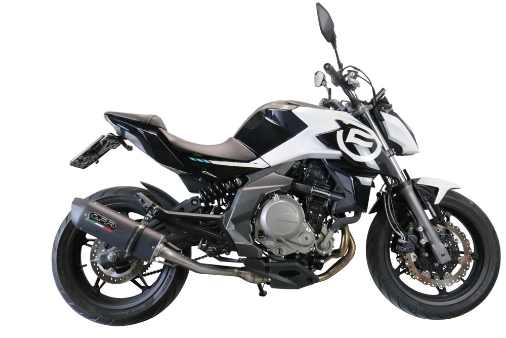 GPR exhaust compatible with  Cf Moto 400 NK 2021-2023, Furore Evo4 Nero, Slip-on exhaust including removable db killer, link pipe and catalyst,  EPA-compliant 