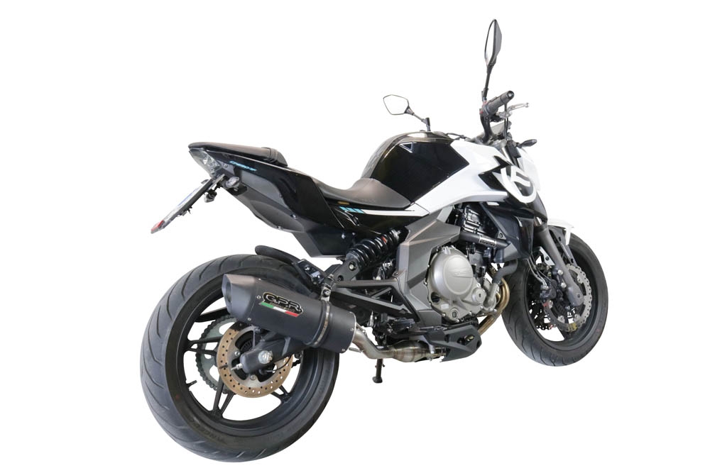 GPR exhaust compatible with  Cf Moto 400 NK 2021-2023, Furore Evo4 Nero, Slip-on exhaust including removable db killer, link pipe and catalyst,  EPA-compliant 