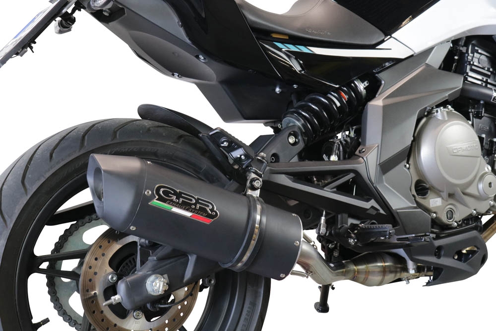GPR exhaust compatible with  Cf Moto 400 NK 2021-2023, Furore Evo4 Nero, Slip-on exhaust including removable db killer, link pipe and catalyst,  EPA-compliant 