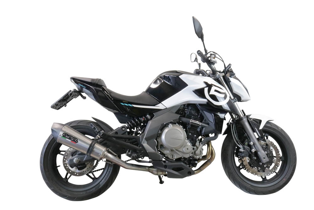 GPR exhaust compatible with  Cf Moto 650 Nk 2021-2024, New Grand Prix Evo Titanium, Slip-on exhaust including removable db killer, link pipe and catalyst,  EPA-compliant 