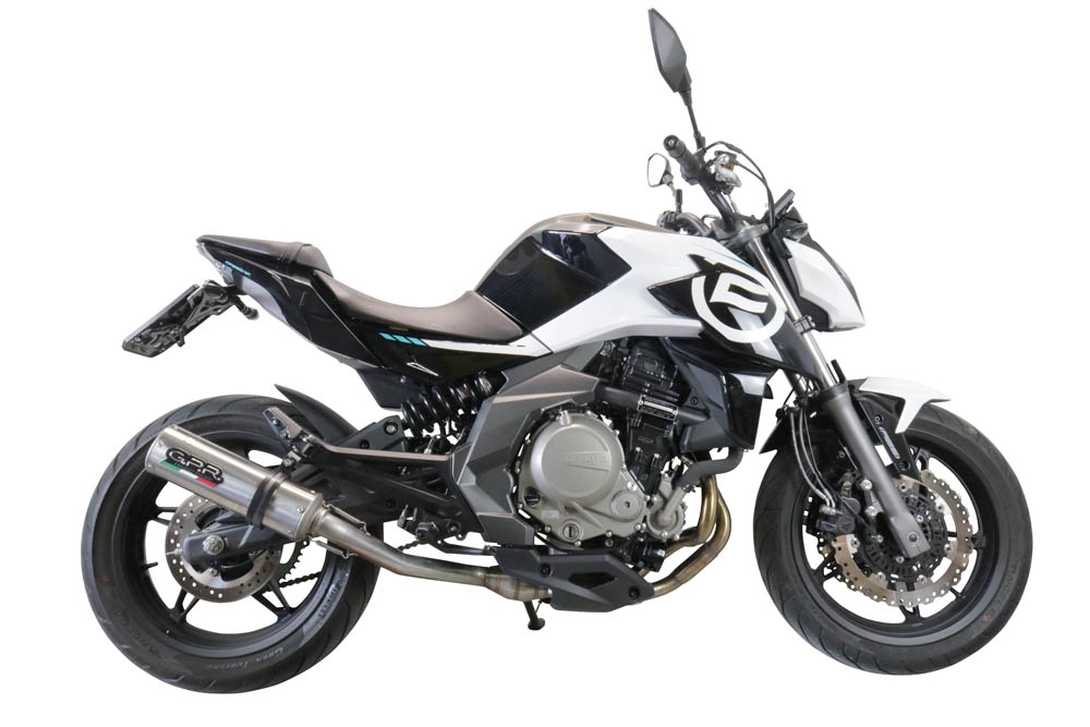 GPR exhaust compatible with  Cf Moto 650 Nk 2021-2024, M3 Inox , Slip-on exhaust including removable db killer, link pipe and catalyst,  EPA-compliant 