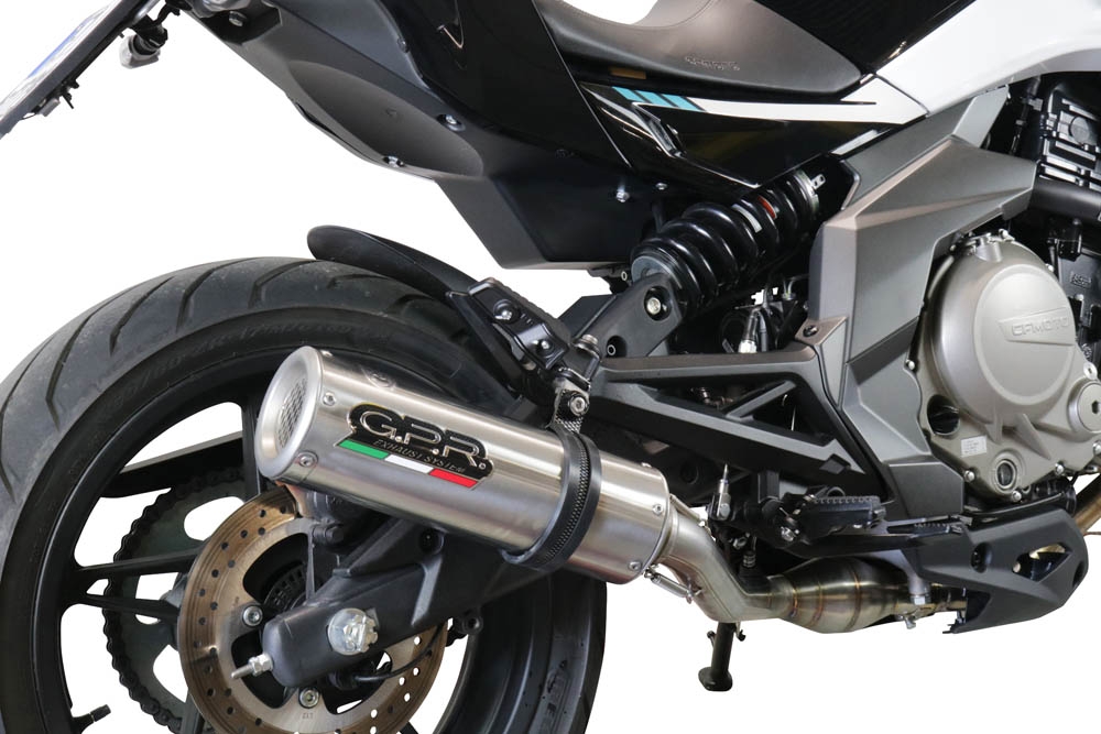 GPR exhaust compatible with  Cf Moto 650 Nk 2021-2024, M3 Inox , Slip-on exhaust including removable db killer, link pipe and catalyst,  EPA-compliant 