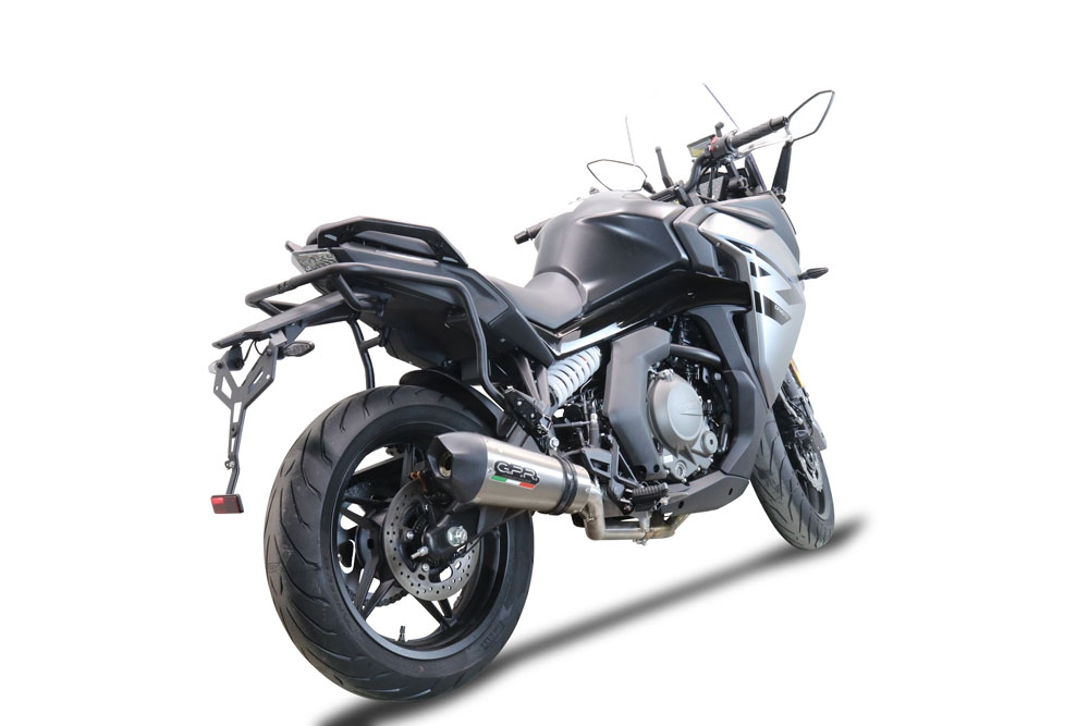 Exhaust compatible with Cf Moto 650 Gt 2022-2024, Gpe Ann. Titanium, Slip-on exhaust including link pipe and removable db killer 