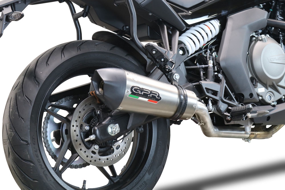 Exhaust compatible with Cf Moto 650 Gt 2022-2024, Gpe Ann. Titanium, Slip-on exhaust including link pipe and removable db killer 