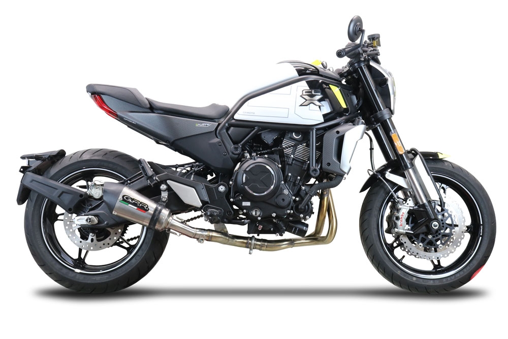 Exhaust compatible with Cf Moto 700 CL-X Adv 2022-2024, Gpe Ann. titanium, Mid-Full system exhaust including removable db killer 