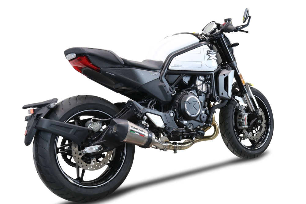 Exhaust compatible with Cf Moto 700 CL-X Adv 2022-2024, Gpe Ann. titanium, Mid-Full system exhaust including removable db killer 