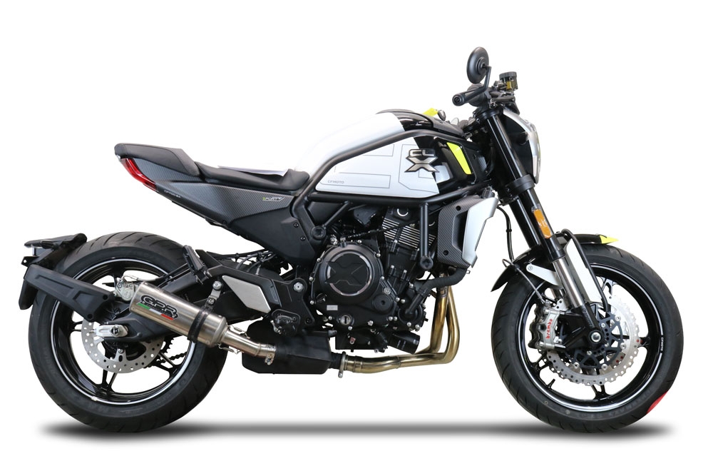 Exhaust compatible with Cf Moto 700 CL-X Heritage 2022-2024, M3 Inox , Slip-on exhaust including removable db killer and link pipe, EPA-compliant 