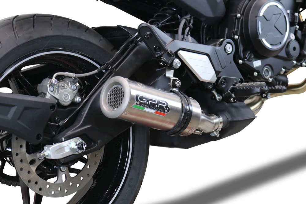 Exhaust compatible with Cf Moto 700 CL-X Heritage 2022-2024, M3 Inox , Slip-on exhaust including removable db killer and link pipe, EPA-compliant 