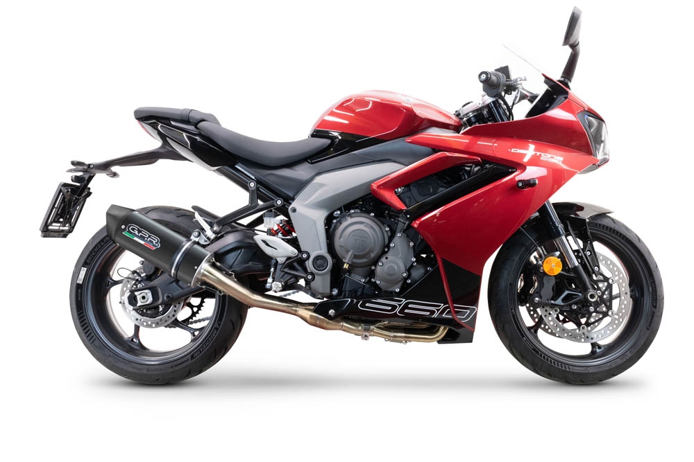 Exhaust compatible with Triumph Daytona 660 2023-2025, Furore Nero, Full system exhaust, including removable db killer 