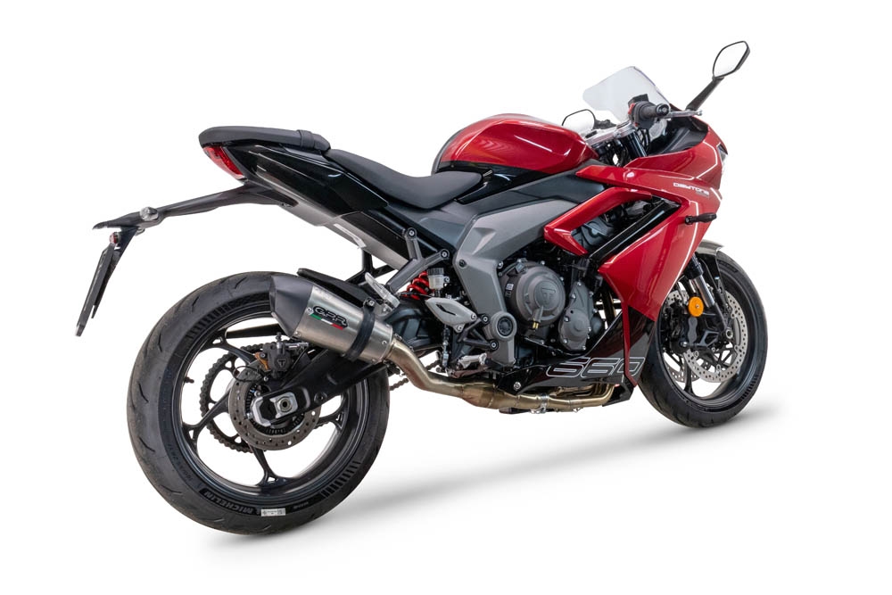 Exhaust compatible with Triumph Daytona 660 2023-2025, Gpe Ann. titanium, Full system exhaust, including removable db killer 