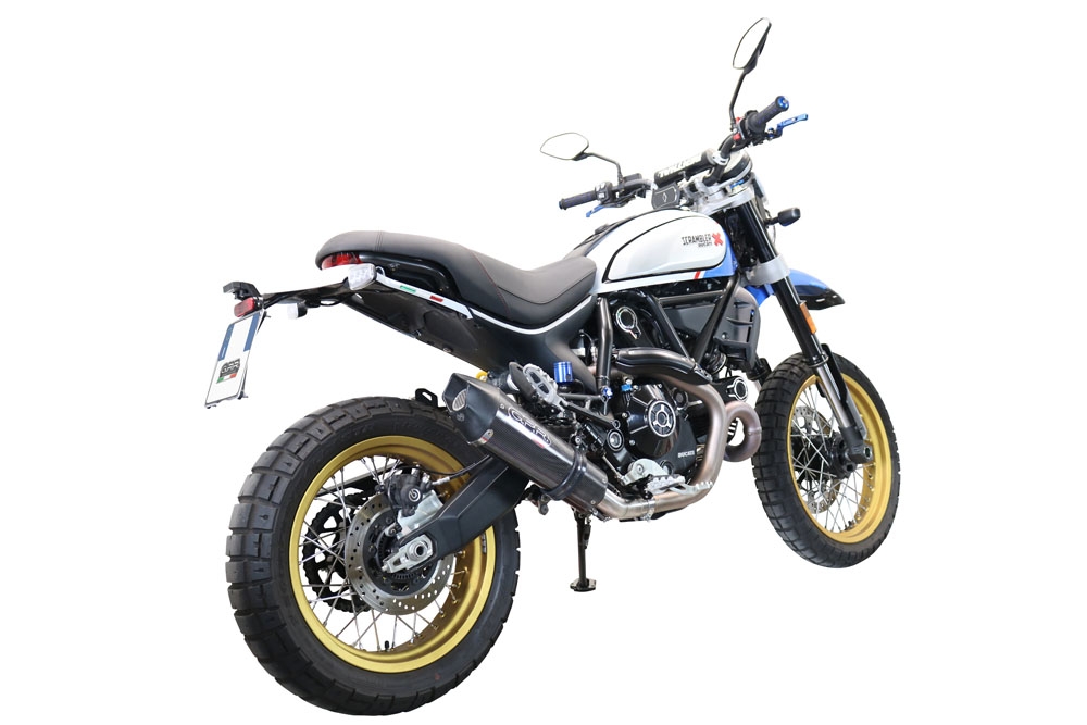 Exhaust compatible with Ducati Scrambler 803 2021-2022, Gpe Ann. Poppy, Slip-on exhaust including link pipe and removable db killer 